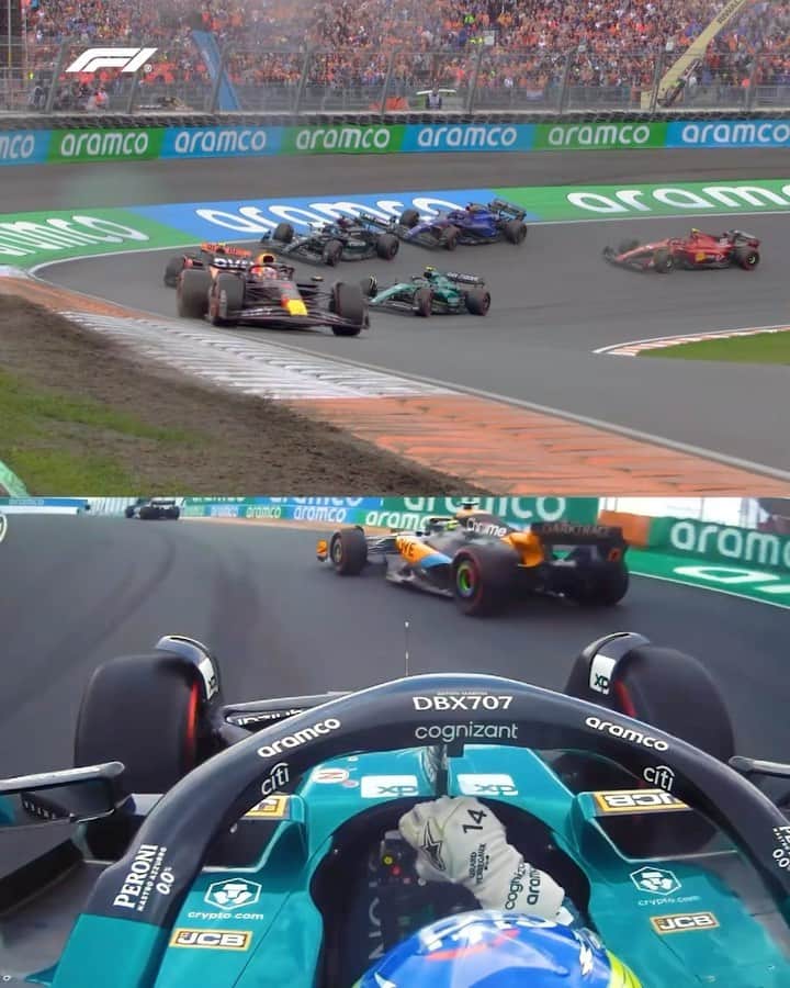 フェルナンド・アロンソのインスタグラム：「An absolutely spectacular start off the line for @fernandoalo_oficial!! 🤯👏  #F1 #Formula1 #DutchGP #FernandoAlonso @astonmartinf1」