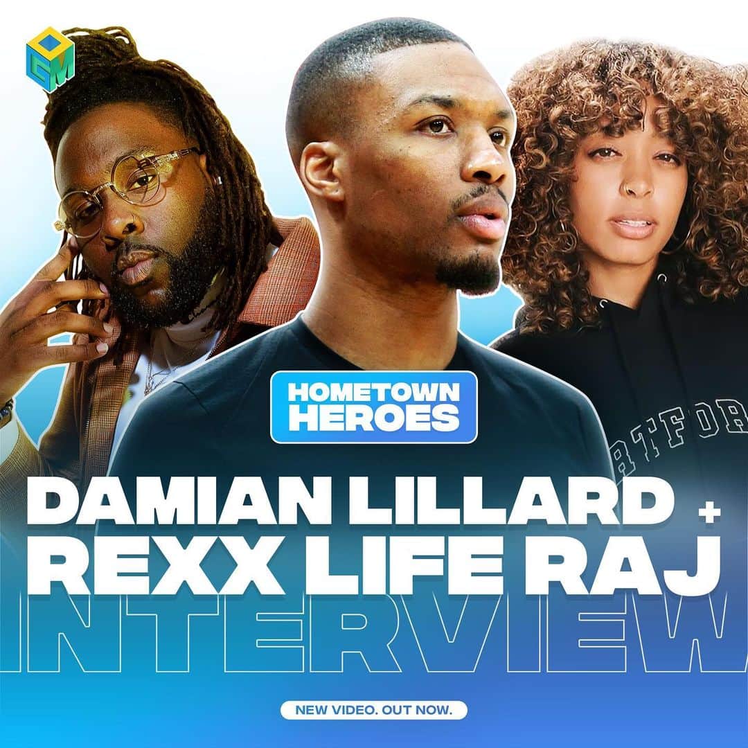 デイミアン・リラードのインスタグラム：「Our Generation Sports interview series "Hometown Heroes" with #DamianLillard and #RexxLifeRaj, we cover an artist and athlete from the same hometown. In EP1, @damianlillard & @rexxliferaj speak on their roots in the bay, inspirations, and passions on the court and in the booth.   Watch full interview in LINK IN BIO ↖️🔰  (host @milaanzz // 🎥 @notmiketate @toosam_)」
