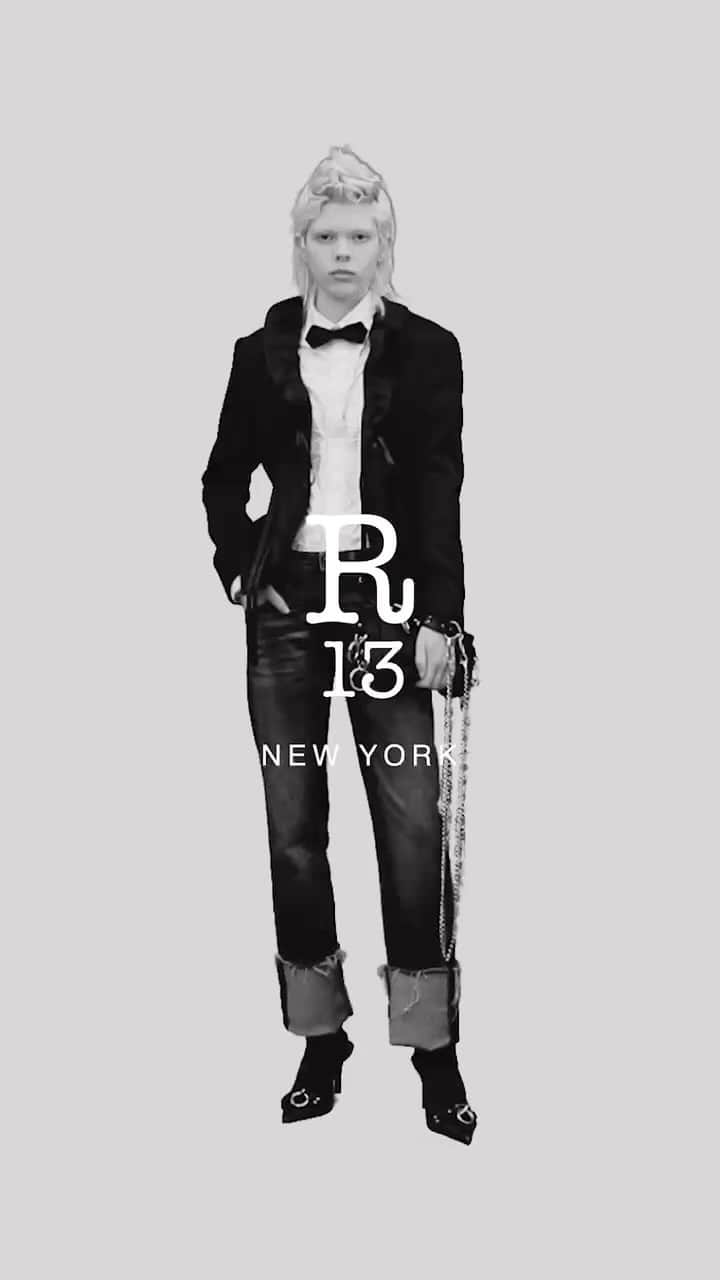 アールサーティーンのインスタグラム：「The Sid Harness Heel makes its debut with the Fall/Winter Collection, marking R13’s first ever venture into heel territory.  Available in store at 34 Howard and online at R13.com  #r13 #r13denim #fw23」