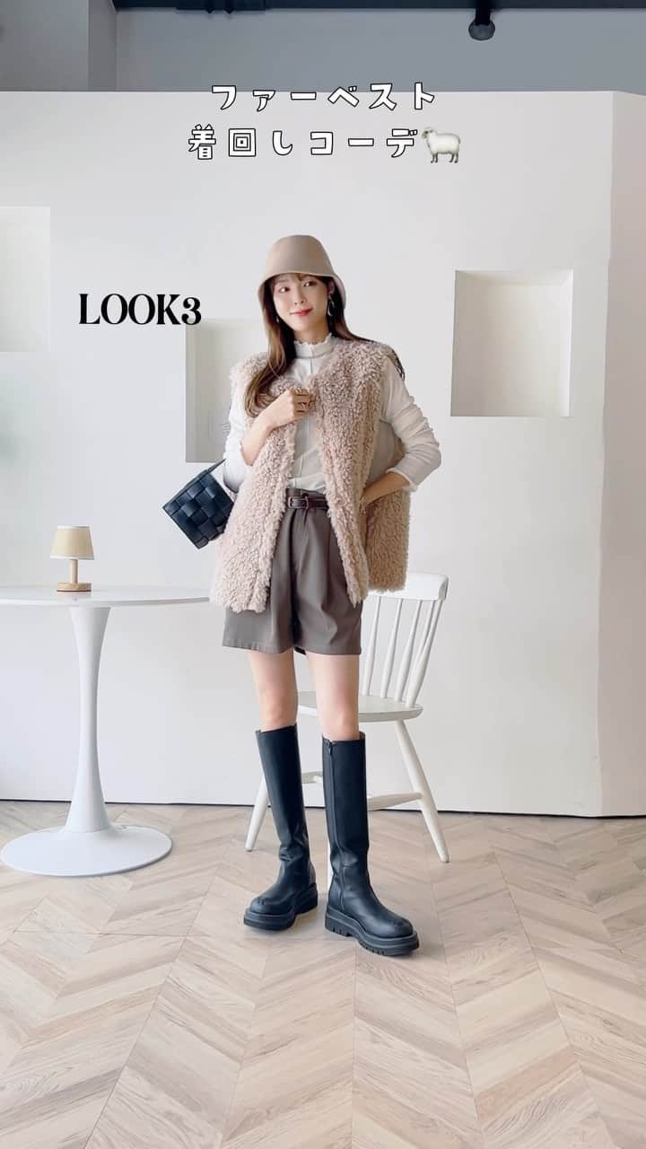 磯田 ひかる(Hikaru Isoda) のインスタグラム：「もう太って見えないファーベスト着まわしコーデ🐑  —————————— picaru：162cm / 骨格ウェーブ 1st ブライトスプリング 2nd ブライトサマー  大人可愛いスタイルアップコーデ ヘアメイクを合わせた トータルスタイリングを提案🤍  不定期にストーリーで ファッションお悩み相談募集中🥰 ——————————  #ファーベスト #ファーベスト着回し #ファーベストコーデ #zozo #zozotown #ゾゾタウン」