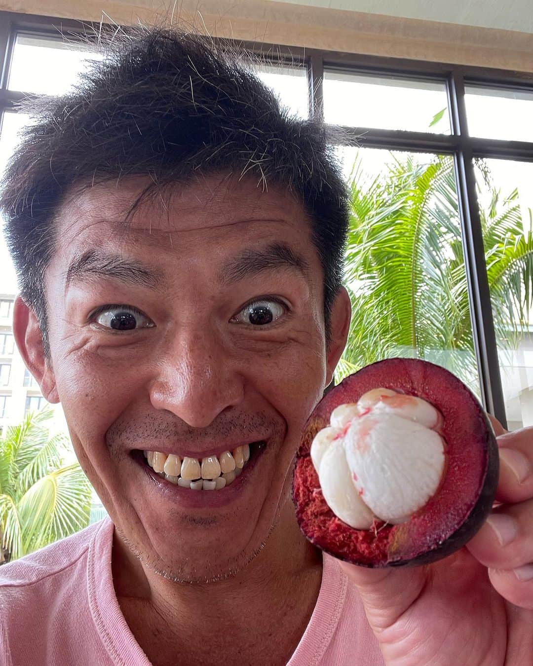 松山三四六さんのインスタグラム写真 - (松山三四六Instagram)「🍊  これは初めて😀  マンゴスチン。  見た目は🧄ニンニク なのに、 食べると甘酸っぱい😆  南国フルーツは とにかくカラフルだなぁ。  #マンゴスチン #南国フルーツ #南国グルメ」8月29日 11時39分 - sanshiroumatsuyama