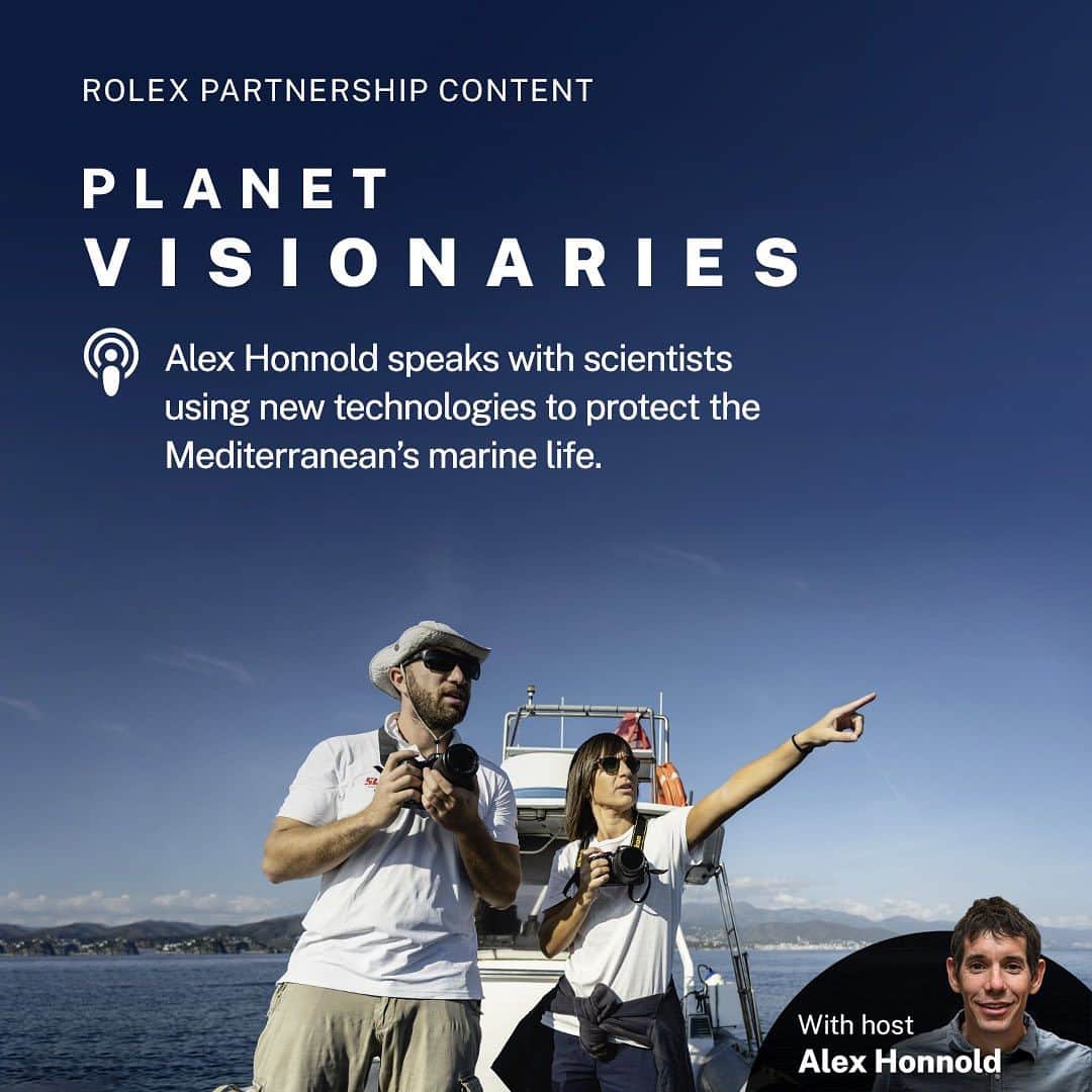 アレックス・オノルドのインスタグラム：「In the newest episode of Planet Visionaries, I got to speak with Giulio Magni and Biagio Violi, two Italians who are protecting life in the Mediterranean Sea. Click the link in my bio to listen… #RolexPartnershipContent @rolex #PerpetualPlanet」