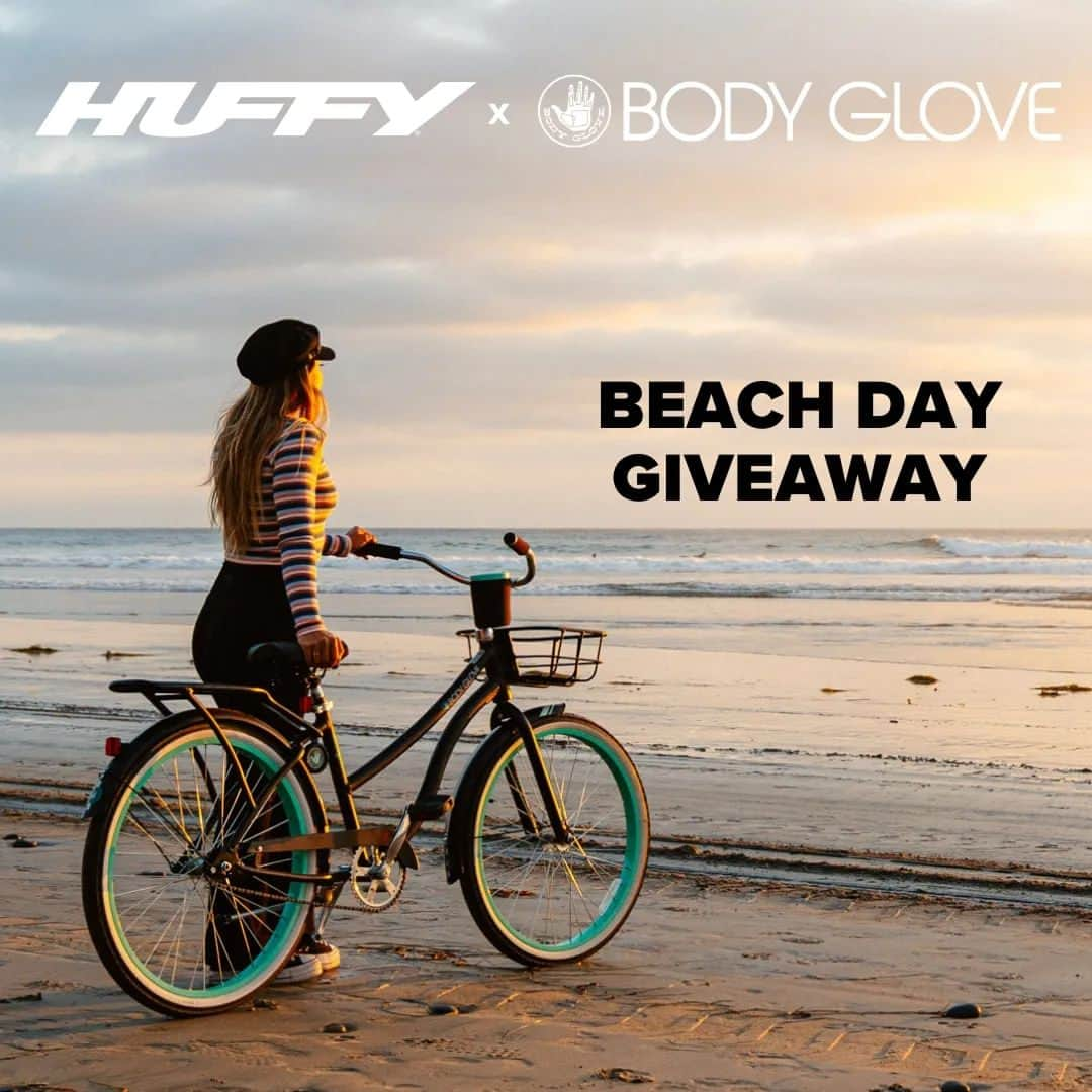 ボディーグローブのインスタグラム：「⚠️GIVEAWAY CLOSED!⚠️  Huffy x Body Glove Giveaway!  National Beach Day is August 30th! 🌊 To celebrate, we are giving away a pair of Huffy Body Glove cruisers and a $250 Body Glove gift card! ✌️There will be two winners chosen at random, one for each prize. Keep reading to see how to enter! 😉  Rules:  Follow @HuffyBicycles, @BodyGlove & @BodyGloveGirl on IG  Like & save this post  Tag 3 friends or share to your story (must tag both brands)  Comment your favorite beach day activity!  Giveaway ends September 4th, 2023 at 11:59PM PDT. Winners will be announced September 5th and contacted by the official @HuffyBicycles Instagram account. The link to the official rules is located in our bio. Good luck!   #NationalBeachDay #BeachDay #Huffy #HuffyBicycles #BodyGlove」