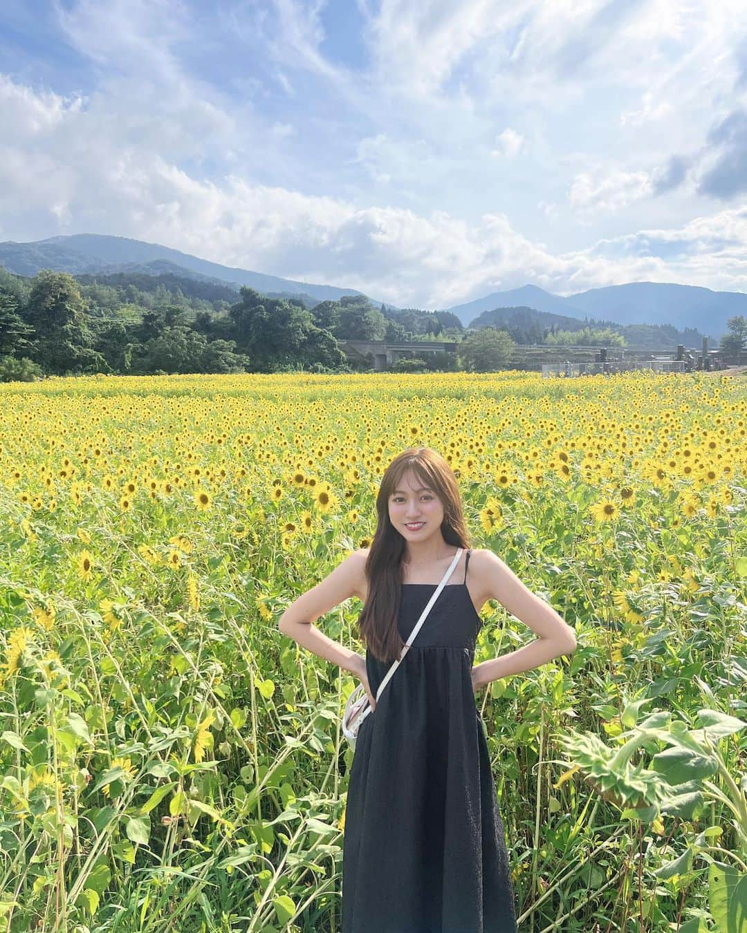 三田萌日香のインスタグラム：「. . . . もうすぐ8月も終わりかあ🌻 大人になるにつれて本当に一年ってあっという間だ👧 . . . . . . . . . . #ひまわり #ひまわり畑 #ひまわり🌻 #🌻 #キャミワンピ #キャミワンピース #キャミワンピコーデ #夏服 #👗 #ootd  #japaneseidol #japanesegirl #idol #girl #アイドル #アイオケ #fff #fypシ」