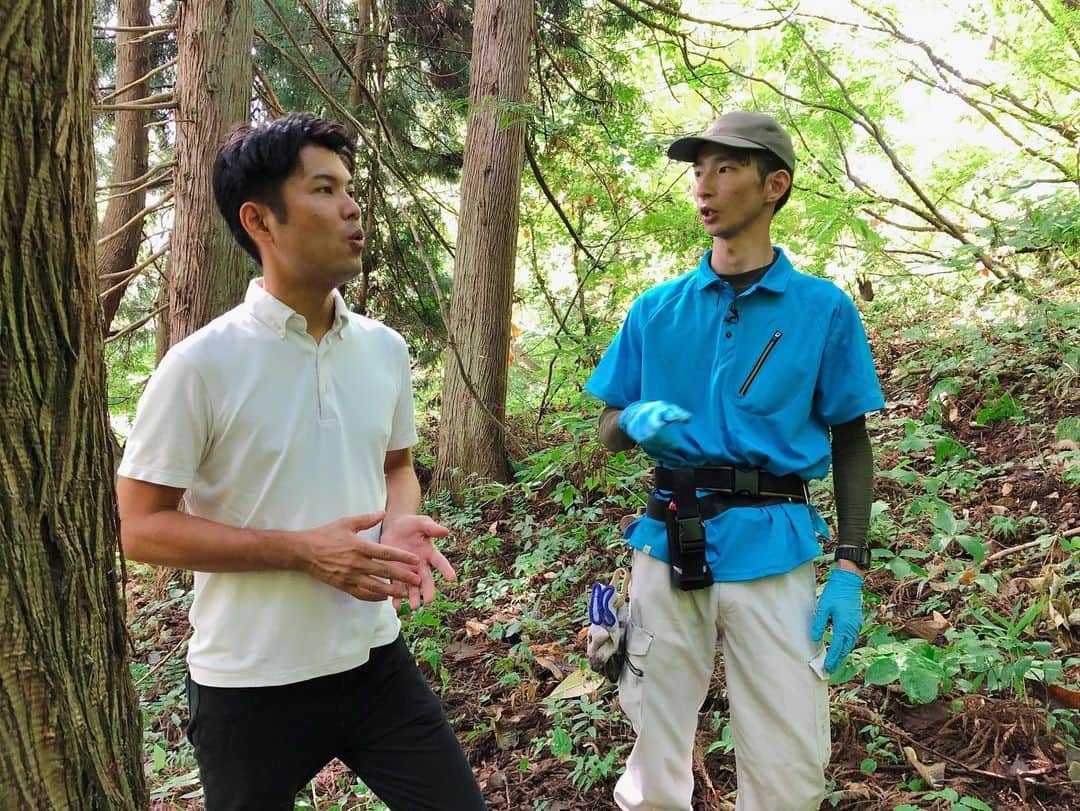 坂部友宏さんのインスタグラム写真 - (坂部友宏Instagram)「山の中でもときどき仕事😳  新潟県の7割は森林ですからね 緑に囲まれて仕事は 新潟のニュースキャスターなら当たり前ってものでしょう！  朝6時半には長岡市の森でした 森の中はやはりひんやり でも熱い仕事の話の世界が広がった...💥  現場で聞かせていただくお話は どなたも力がこもり オーラが生まれます✨  現場で対応してくださる皆さま いつもありがとうございます😊  #イノシシハンター 🐗🐗🐗 #鳥獣捕獲  #ゆうなび #坂部友宏」8月29日 14時17分 - t_sakabe_bsn