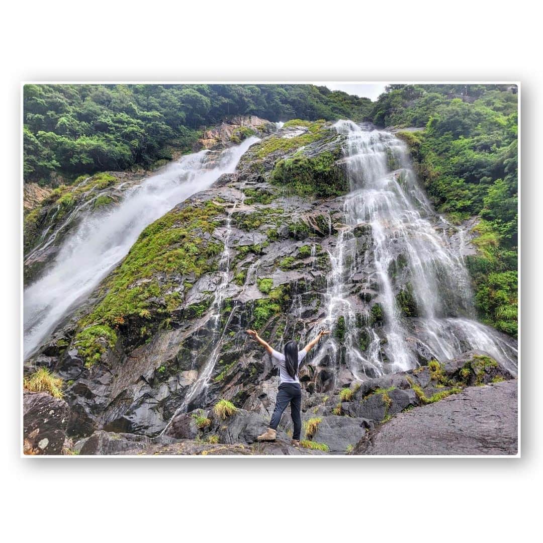 宇田恵菜のインスタグラム：「Yakushima Trip 6月の屋久島旅行ログ  ①大川の滝 めちゃくちゃ近くまでいける滝！！迫力、水しぶき共にすごい！台風前だったので、水量も多め!  ②③屋久杉自然館 雨の日だったので、屋久杉自然館へ！！！ 屋久杉のトロッコ道、街の歴史も知れて、日本の杉についても勉強できる！  ④千尋の滝　せんぴろ 展望台から、迫力をみれる！  ⑤尾之間温泉　 地元のおばあさま達と一緒に、停電の中を温泉！ かなりかなりかなり熱い！！笑 そして、一部男性の湯と繋がっている 雰囲気共に最高の温泉  ⑥平内海中温泉 混浴露天のこちらは、着替える所もないので、まさに野外露天！笑 台風のため温泉部分消失!笑  ⑦ ⑧⑨せぎれ大橋 ここにいけば野生の猿と、屋久鹿に会える！！パラダイスか！ていうぐらい可愛い子猿や長老に会えた。  ⑩上空から この度は台風が近づいていて、前々日と前日と当日の午前の飛行機は欠航。なんと、私の飛行機から動くという超ラッキー! ずっと行きたかった屋久島は、生い茂る自然の色と大きさが、なんとも美しかった。 台風もあり、自然の威力も体感した。  何と言っても、ご飯が美味しかったので最高でした💓 ------------------------------- #casting  #actress #shortfilm #キャスティング  #役者  #filmingcrew #filming #撮影中 #撮影クルー #leadactress #女優 #actresslife #スチール撮影 #黒髪 #blackhair 　#愛媛出身 #不動産女子 #japaneseactress  #屋久島グルメ　#屋久杉 #屋久島旅行」