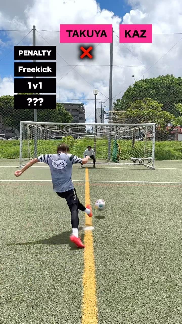 上里一将のインスタグラム：「4 shot challenge🔥 ⁡ 4シュート対決！vsカズちゃん🔥 ⁡ @regate_takuya」