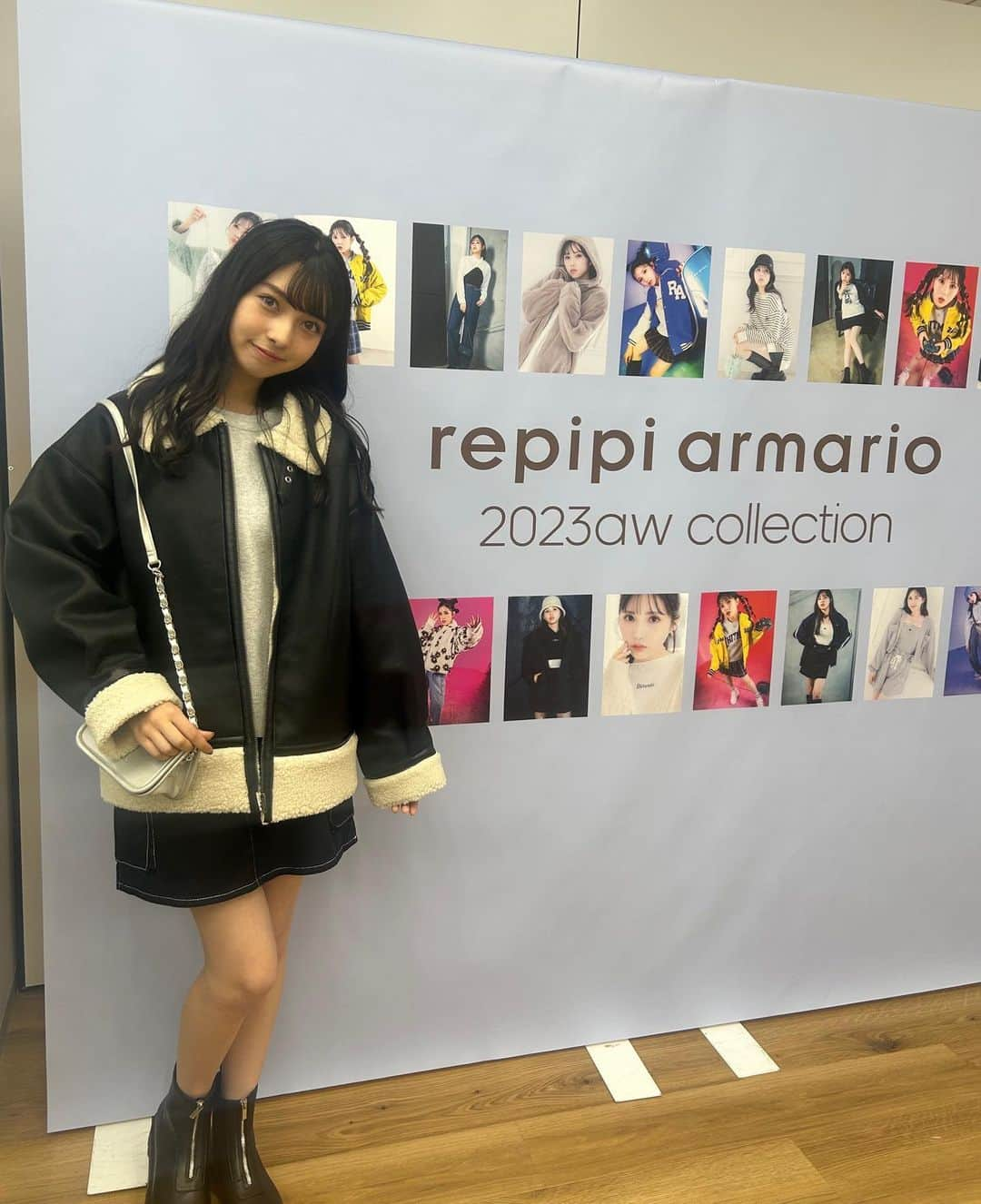 川原美杏のインスタグラム：「repipi armario 2023 AW 展示会に行ってきました💕  可愛いお洋服が沢山あってとっても楽しかった〜！自分でコーデを組んで試着もしてみたよ♪♪  レピピの秋冬ぜひチェックしてみてね〜🫶🏻  #repipiarmario #レピピ #ニコラ #nicola #ニコモ #ニコラ9月号発売中 #川原美杏」