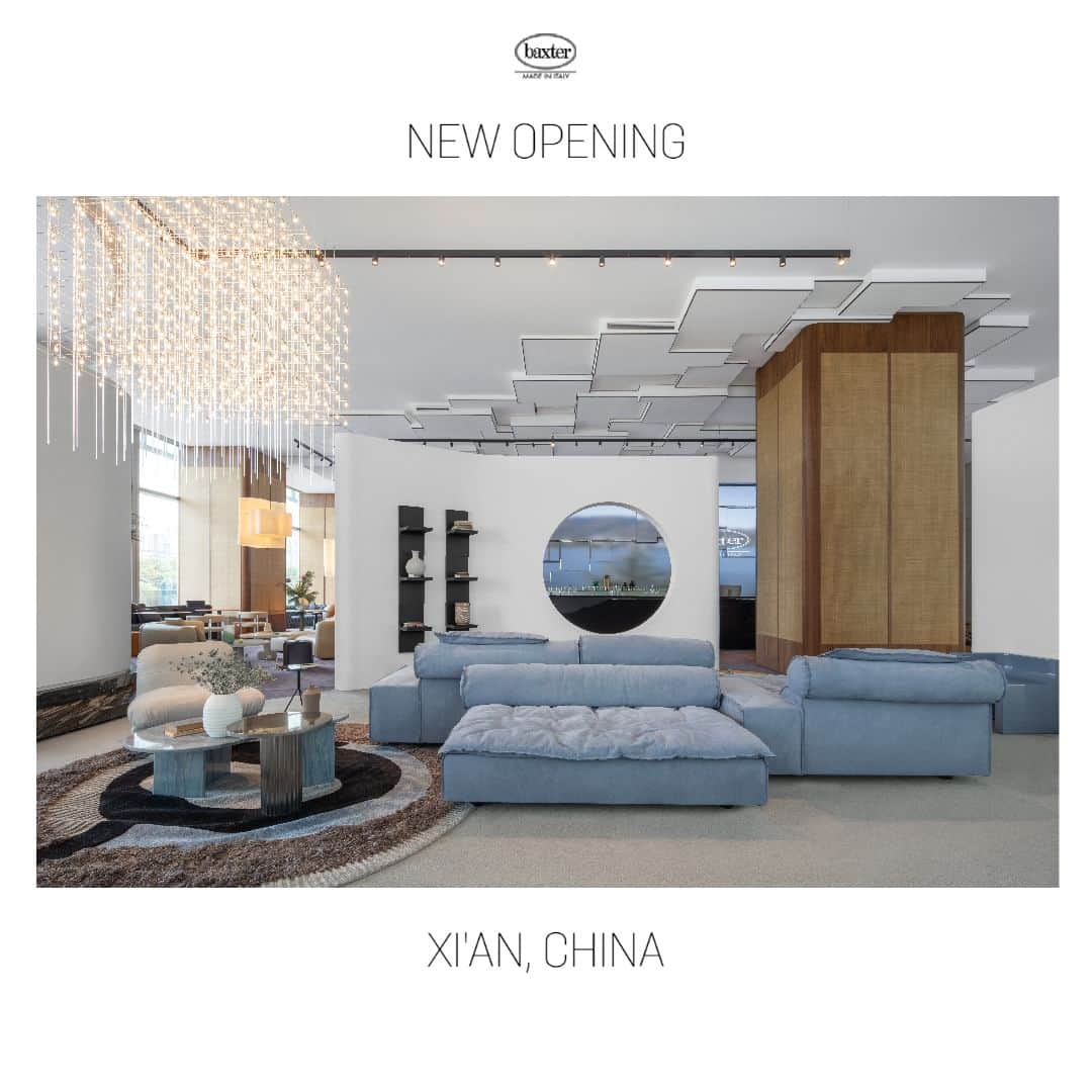 Baxterのインスタグラム：「NEW OPENING ❗ Baxter presents its new showroom in Xi'an city, in collab. with Song Casa. An elegant space where discover exclusive Baxter pieces.   #baxtermadeinitaly #leather #design #interior #interiordesign #luxury #madeinitaly #baxternewopening #showroom #xian #china」