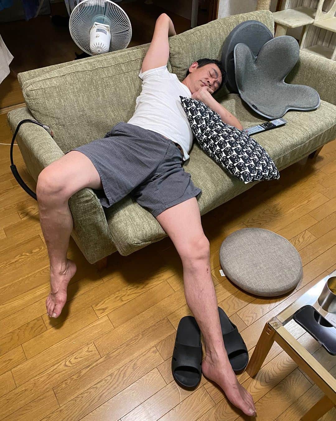 nemuru_catのインスタグラム：「#眠る夫  布団で寝ろ💤」