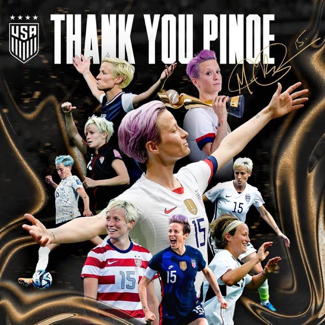 ミーガン・ラピノーのインスタグラム：「𝙏𝙃𝘼𝙉𝙆 𝙔𝙊𝙐 𝙋𝙄𝙉𝙊𝙀  @mrapinoe will play her final #USWNT match on September 24 in Chicago 🇺🇸  #ThankYouPinoe」