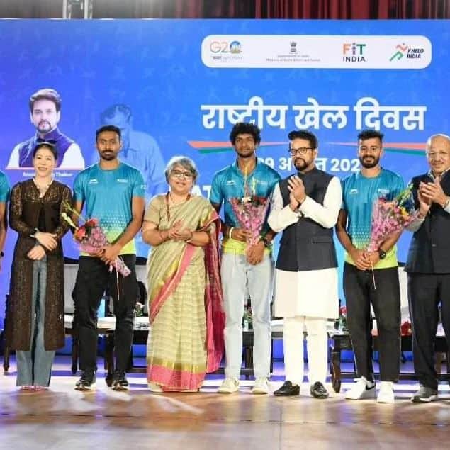 Mary Komさんのインスタグラム写真 - (Mary KomInstagram)「Some glances from the high spirited event of #NationalSportsDay2023 at Sports Authority of India, New Delhi.   @official.anuragthakur  @fitindiaoff @anjubgeorge @yasministryindia」8月30日 1時10分 - mcmary.kom