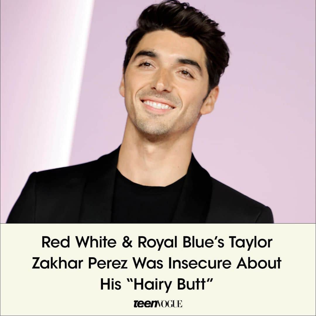 Teen Vogueのインスタグラム：「When you saw #TaylorZakharPerez's butt in #RedWhiteandRoyalBlue, you probably didn't know you were also seeing a powerful statement on body hair and desirability. The star shared his insecurity about his body hair before filming, and it's totally relatable. Read more on what he had to say to director Matthew López at the link in bio.  (📸: Getty Images)」