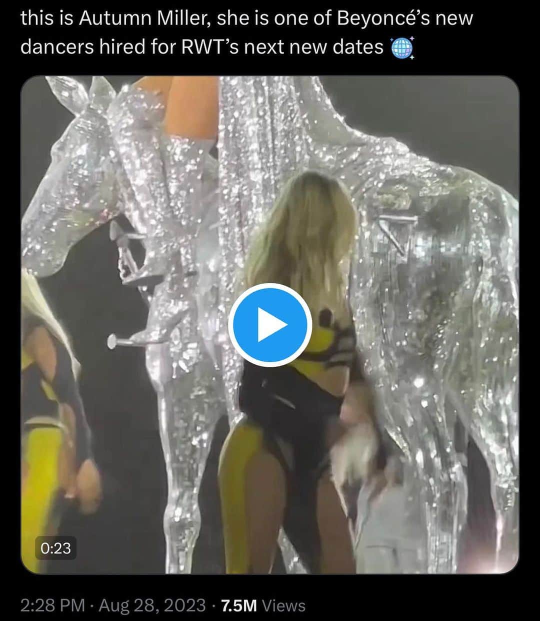 オータム・ミラーのインスタグラム：「So grateful to be joining the Renaissance World Tour @beyonce 🐝 🫶🏻」