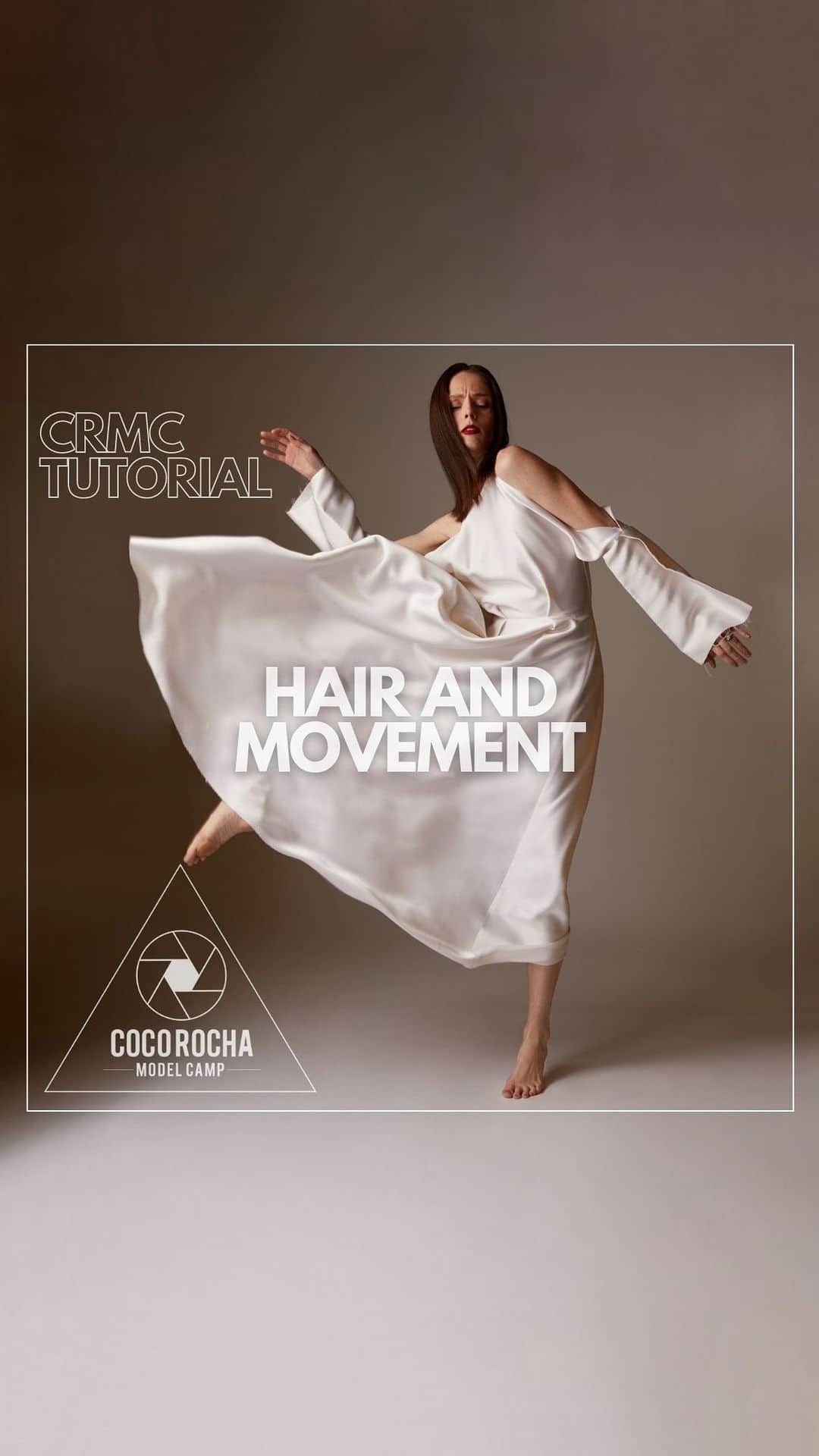 ココ・ロシャのインスタグラム：「CRMC Tutorial: Hair and Clothing Movement (Save this for your next shoot!)  At #CocoRochaModelCamp, an essential aspect taught to models is the incorporation of subtle hair or clothing movement to enhance the overall allure of their images. By infusing dynamic elements into their poses, models have the ability to elevate visual interest and create captivating photographs. @CocoRocha dedicates significant time to help models embark on the path to mastering this technique. However, it cannot be emphasized enough that spending time in front of a mirror, experimenting with different movements, and observing the response of their hair and clothing is paramount. Models who invest in such practice arrive on set well-prepared to inject energy and vibrancy into every frame. They skillfully manipulate their hair and garments, whether it’s a toss, a gentle sweep, or a playful flick, adding a sense of fluidity and dynamism to their poses. These nuanced movements often elevate a photo from good to exceptional.  Coco Rocha Model Camp provides models with the necessary skills to take their poses to the next level. If you’re eager to learn all the techniques that can propel you to new heights, we would be delighted to train you!」