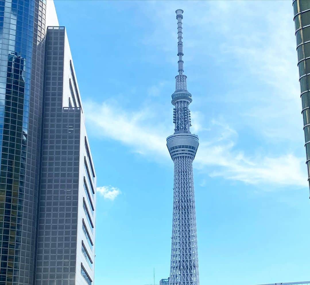 中野明海さんのインスタグラム写真 - (中野明海Instagram)「ビルの隙間のタワー達  遅い時間からのロケは ちょっとした遠足気分😽  今日も空は美しい。  そして見送ってくれた #箱猫メメ は ちょっと顔怖い🤣  #🗼 #☁️」8月30日 10時13分 - akeminakano__official