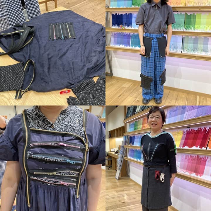 ものづくり館 by YKKさんのインスタグラム写真 - (ものづくり館 by YKKInstagram)「8月27日（日）、東京ビエンナーレ2023の一環でワークショップ「ファスナーの人」を開催。東京藝術大学准教授・西尾美也氏の指導で、5名の方が古着2着とファスナー10本を使って新しい服を作製。ファスナーの開け閉めでスカートにもパンツにもなるボトムスや、上下が分かれたり袖が取れるワンピース等々、どれもユニークで個性的な作品ばかり。ファスナーを装飾として取り入れた方も。街中で充分着られるオシャレな服が数時間で完成し、とても感動しました。 ： ： #東京ビエンナーレ2023　#自分で作る服 #体験 #千代田区 #夏休み #リメイク #世界に一つの服  #ハンドメイド  #パブローブ #100年分の服 #ミシン体験 #ykk #ものづくり館 #ものづくり #ファスナーの人 #服のリメイク  #秋葉原 #ものづくり館byykk #東京 #西尾美也 #リメイクワークショップ  #東京ビエンナーレイベント #オリジナル #YKKファスナー #スナップボタン #手作り #アップサイクルワークショップ  #ykkzipper #サスティナブル　#ミシンワークショップ」8月30日 12時00分 - ykkmono