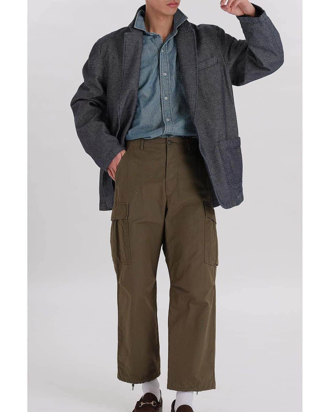 のインスタグラム：「⁡ 【2023 AUTUMN & WINTER】 ⁡ ⁡ JACQUARD DENIM by JOHNBULL  2023AW LOOK. ⁡ ⁡ ⁡ LOOK 5 ⁡ JACKET lot.JQ233L03/￥39,600 tax in ⁡  ⁡ #johnbull #johnbulldenim #jacquarddenim #2023aw #ジョンブル #ジョンブルデニム #ジャガードデニム」