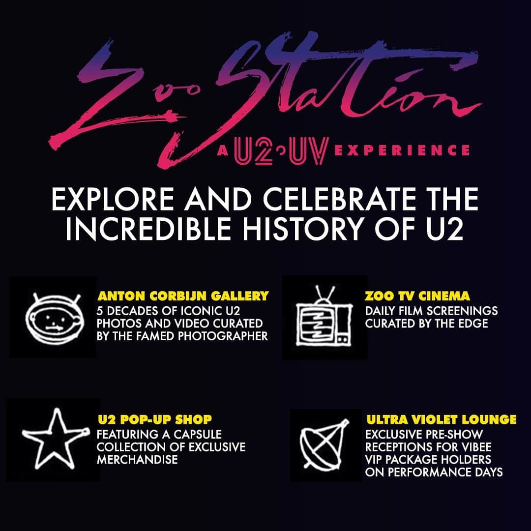 U2さんのインスタグラム写真 - (U2Instagram)「‘Zoo Station: A U2:UV Experience,’ the immersive fan portal, opens at The Venetian in Las Vegas on September 28.  Explore ‘Achtung Baby’ through interactive experiences -  Zoo TV Cinema (curated by The Edge), the Anton Corbijn Gallery, limited-edition merchandise, VIP lounges, and more. For more information on the portal, as well as VIP packages with additional perks, visit u2zoostation.com.」8月31日 2時29分 - u2