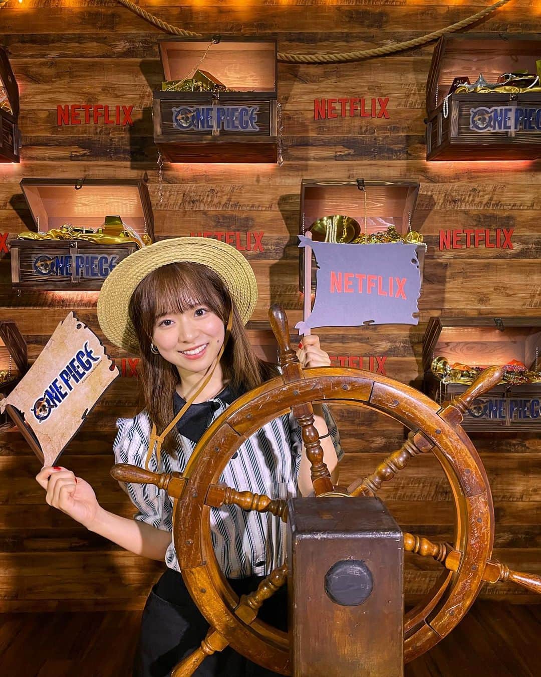 のインスタグラム：「今日はNetflixシリーズ「ONE PIECE」の特別試写会に参加してきました✨ アニメから「ONE PIECE」を好きになった身なので、実写はどうなるのかなと思ってたけど… あの世界観が見事に再現されていて感動しました🥹 8/31からNetflixで実写ドラマ版「ONE PIECE」始まります…！ みなさんも是非みてね🫰 私も改めて見ます！！！ #ONEPIECE  #実写のワンピ#ネトフリワンピ#pr」
