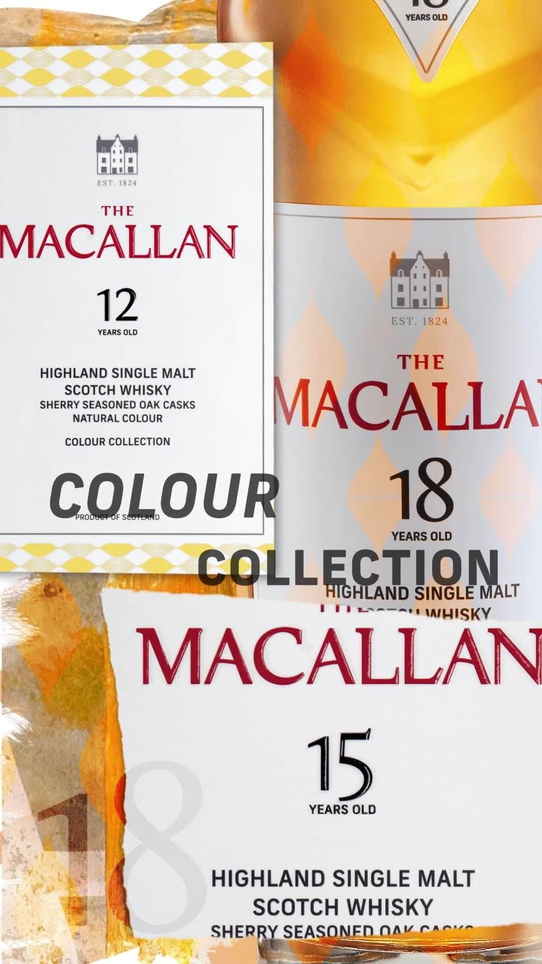 The Macallanのインスタグラム：「The Macallan Colour Collection is a quintet of exceptional whiskies that celebrate The Macallan’s unwavering commitment to Natural Colour and Sherry Seasoning.⁣ ⁣ The vibrant designs from the eminent artist and graphic designer David Carson tell the story of the natural colour, depth of flavours and aromas that are imbued by the exceptional sherry seasoned oak casks during the maturation process. A sensorial journey from the fresh citrus, sweet oak, lemon peel and vanilla biscuit of the 12 Years Old to the rich tropical fruits, almond, cinnamon and nutmeg of the Collection’s 30 Years Old. ⁣ ⁣ Discover the Colour Collection, exclusively available from The Macallan Global Boutiques, in key airports and selected duty free locations around the world from September 2023.⁣ ⁣ Find out more in our Link in Bio.⁣ ⁣ Crafted without compromise. Please savour The Macallan responsibly.⁣ ⁣ #TheMacallan #ColourCollection #DavidCarsonDesigner」