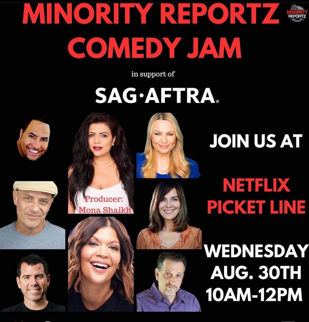 イリナ・ヴォロニーナのインスタグラム：「Today at 10am ! Join us at the @netflix picket lines for @minorityreportz comedy show!!!」