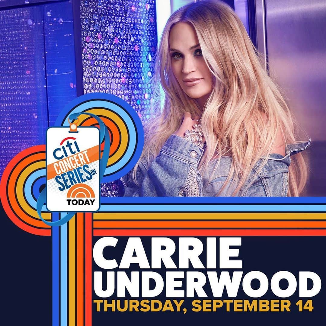 キャリー・アンダーウッドのインスタグラム：「Carrie will be performing LIVE on @todayshow on Thursday, September 14 on NBC! Be sure to watch that morning or if you’d like to attend, go to TODAY.com/Concerts for more info. -TeamCU」