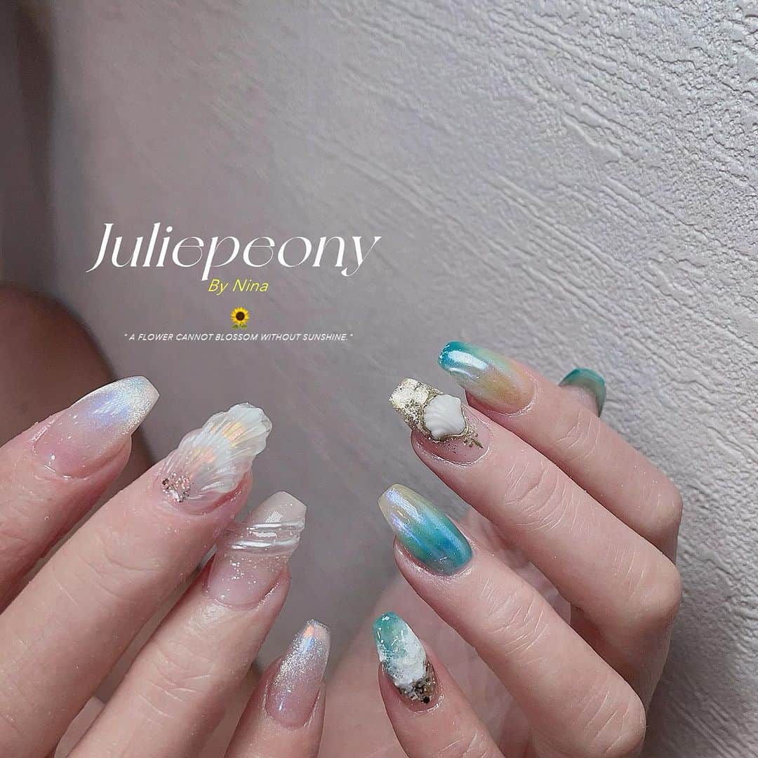 juliepeonyのインスタグラム：「@juliepeony_nina  - 您的手繪美人魚貝殼🐚 也好漂亮呢❤️」