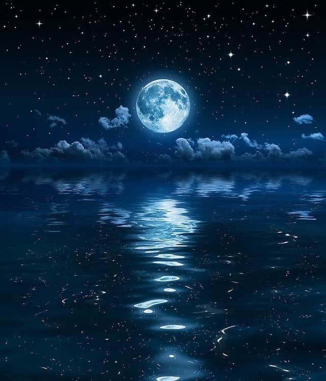 ウィンターケイトのインスタグラム：「Look up. 🌚💫 August’s second full moon-the super blue moon, rises tonight. 🩵✨」
