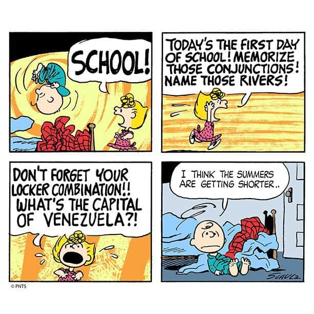 スヌーピーのインスタグラム：「Back to school already??」