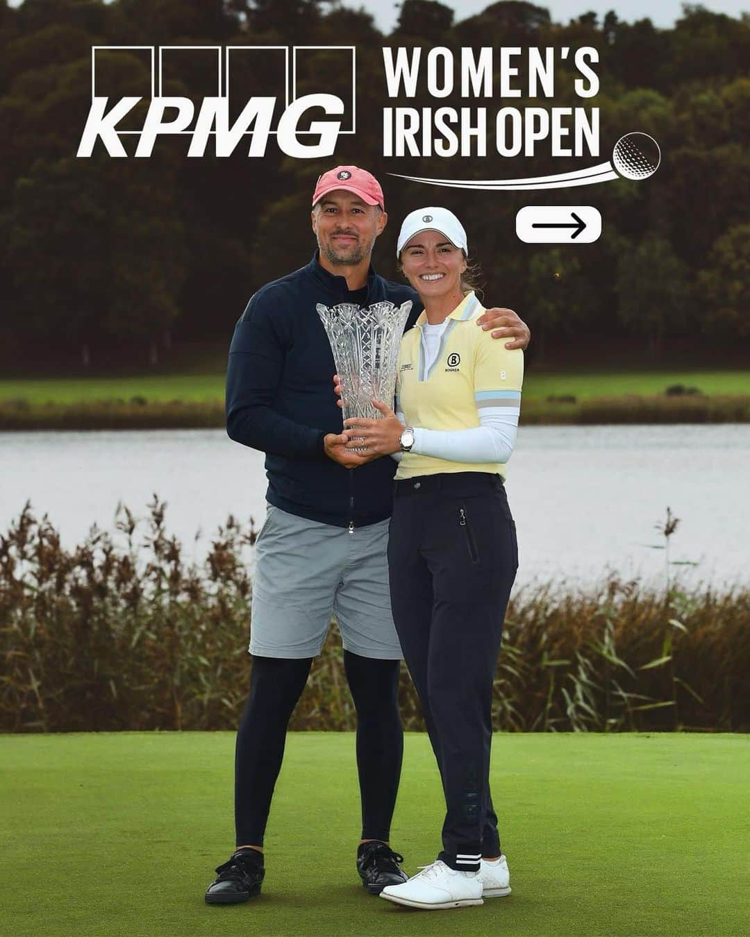 クララ・スピルコバのインスタグラム：「Excited to be teeing off along @leonamaguire and @ainedonegann at 9:06am tomorrow and 1:46pm on Friday in the @kpmgwomensopen 🇮🇪💪🤩」