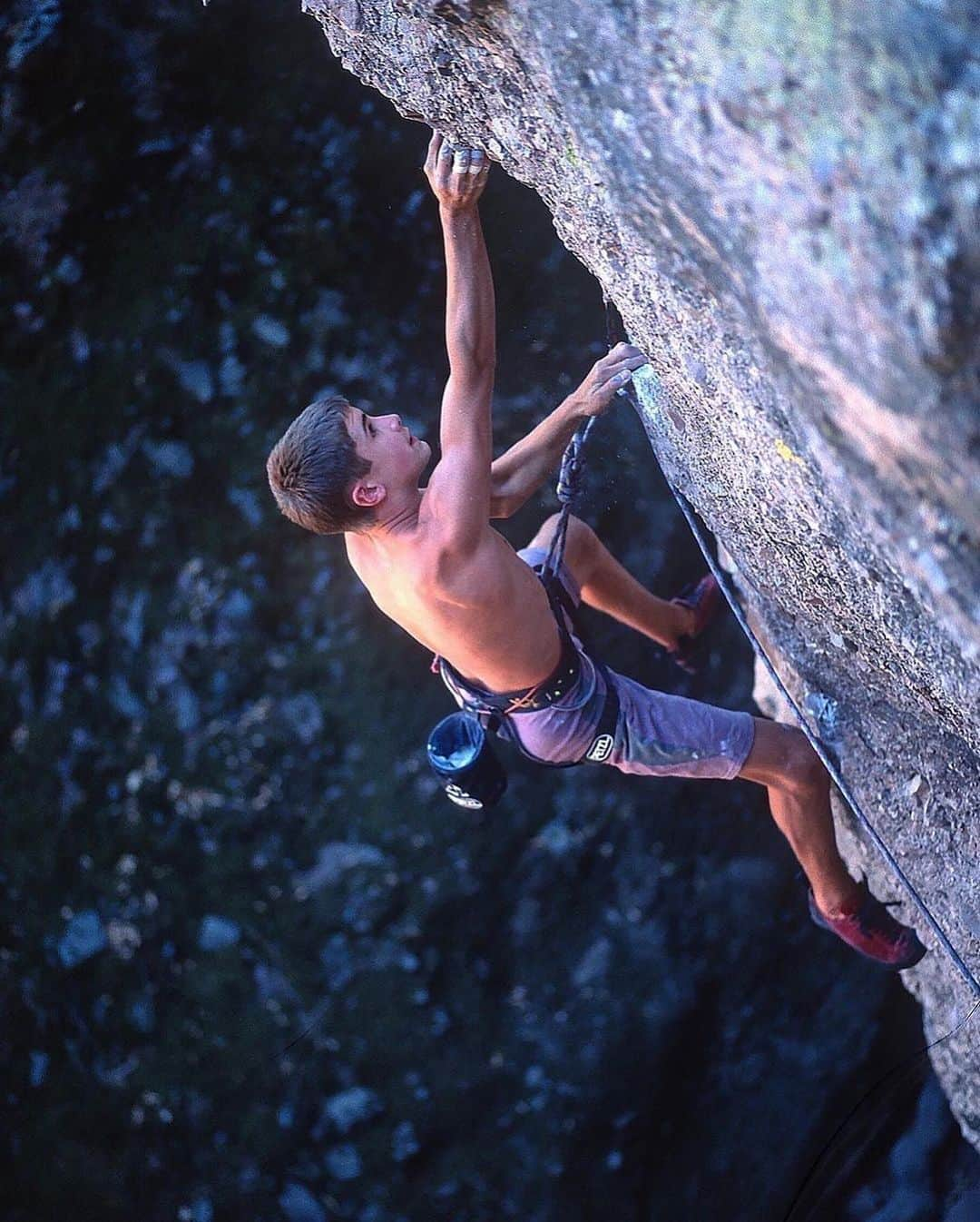 クリス・シャーマさんのインスタグラム写真 - (クリス・シャーマInstagram)「Repost from @jimthornburg • I found and scanned some old shots of @chris_sharma today. As I was looking through them, I was reminded just how different Chris’ climbing style was from other top climbers from that era. It’s true that his feet slipped and cut a lot when he was starting out. It’s also true that his technique was more dynamic than anyone else’s at the time and that he progressed through the grades faster than anyone ever had—in just two years he went from 5.11 to 5.14c. That would be impressive in any era, but 30 years ago nothing like that had happened and it scrambled a lot of brains. 1+2. 1st ascent of Necessary Evil (5.14c) at age 15. 3. 1st ascent of Yo Mamma (13a) at The Pinnacles, 1995. 4. On an early ascent of Lardbutt (13c), 1994 (age 13). 5. 1st ascent of Ubermensch (14a) Pinnacles, 1996. 6. Mickeys Beach Arete (13c) 1995. 7. Surf Safari (13d) 1995. 8. Getting a big head, 1994. 9. Supertweak (14c) 2nd ascent, 1996. 10. Trying Biographie extension (5.15a) in 1997 (he made the FA 4 years later). #climbinghistory #climbingphotography #goat #rockclimbing #chrissharma」8月31日 5時59分 - chris_sharma