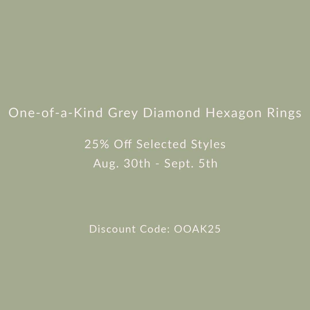 サトミ カワキタのインスタグラム：「For a limited time, a selection of our glittering One-of-a-Kind grey diamond rings are 25% off with code OOAK25」