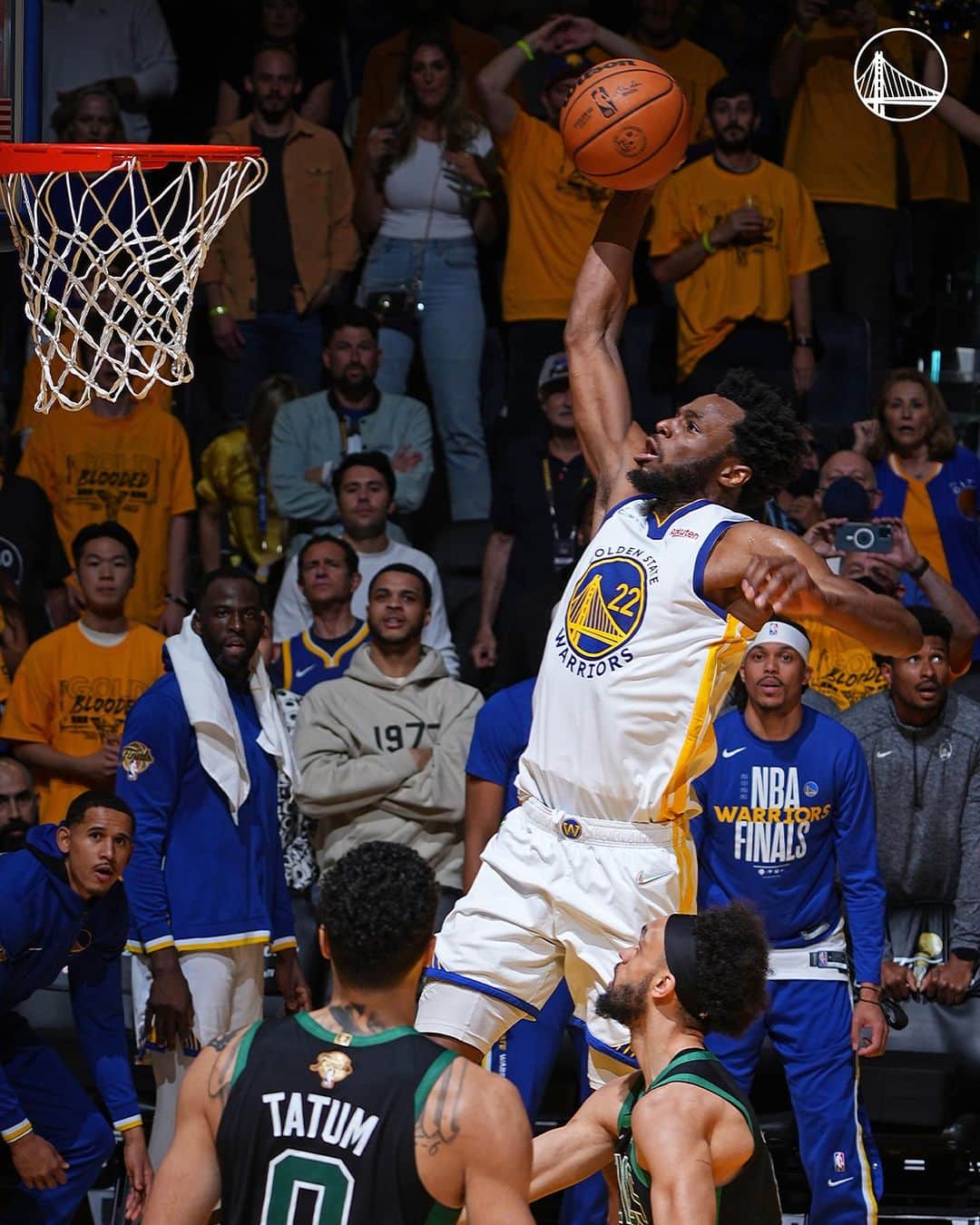 ゴールデンステート・ウォリアーズのインスタグラム：「Andrew delivered in Game 5 of the 2022 Finals with 26 points, 13 rebounds, & an unforgettable performance on the court.  #DubsClutchWeek」