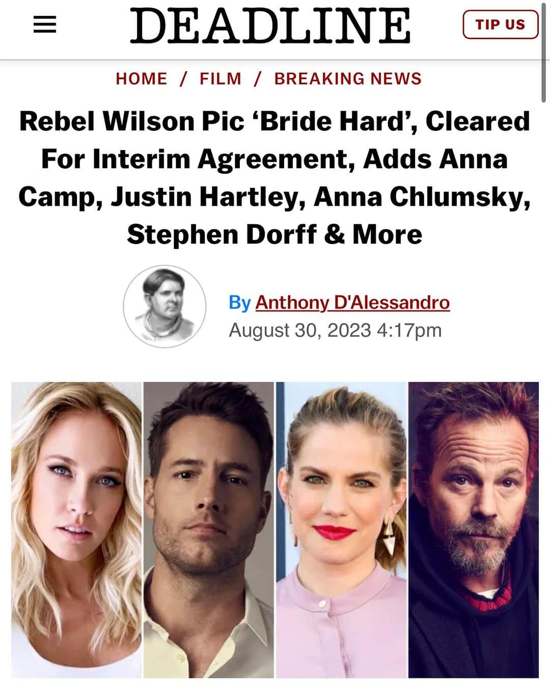 ジョエル・ムーアのインスタグラム：「Production wrapped! We are thrilled with our supporting cast around Rebel. Hard work pays off 🦾 #Balcony9」