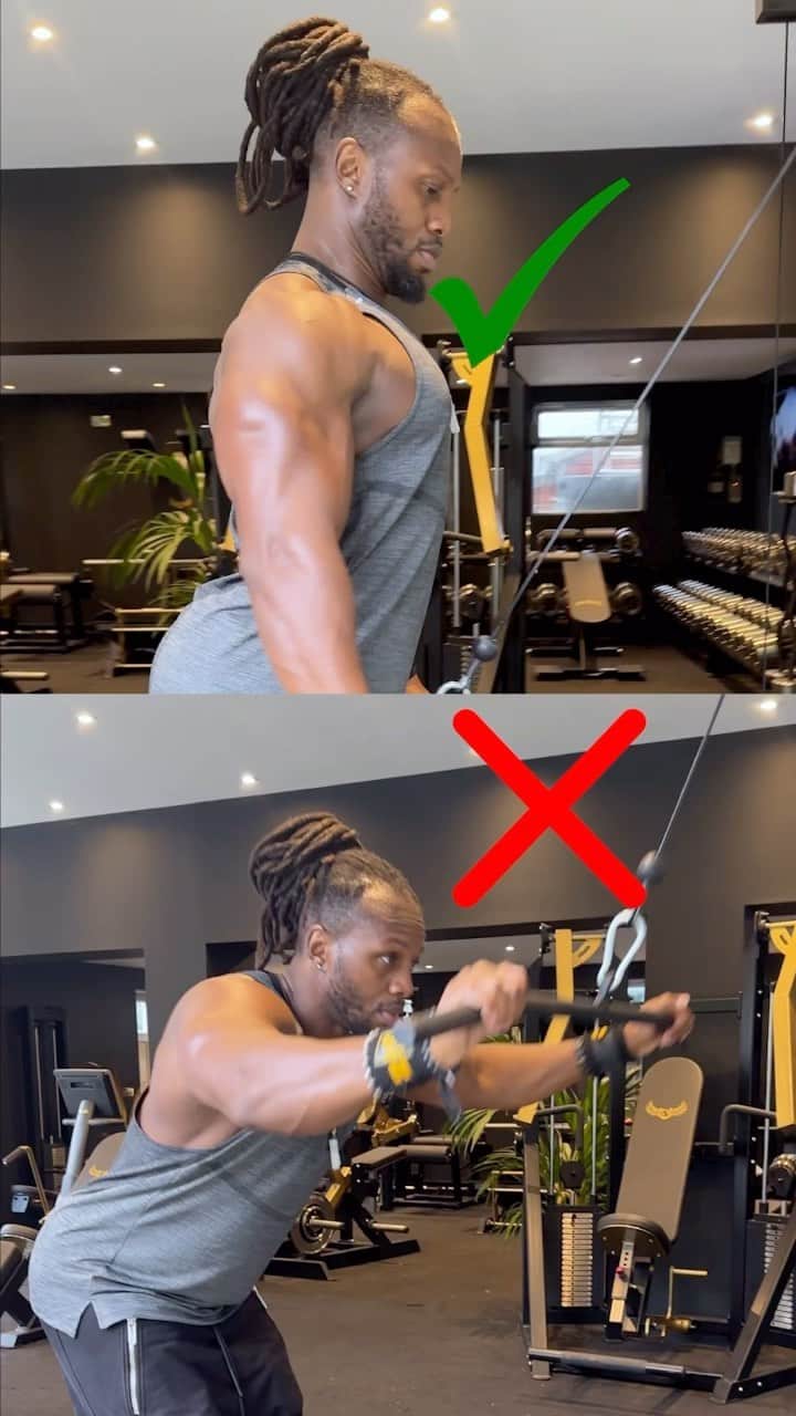 Ulissesworldのインスタグラム：「Training Tips 🔥 Standing Lat Pull-down 💪🏾  The best old school exercise to grow that cobra back. It’s perfect to target those lats and help you achieve that wider and thicker back 🔥」