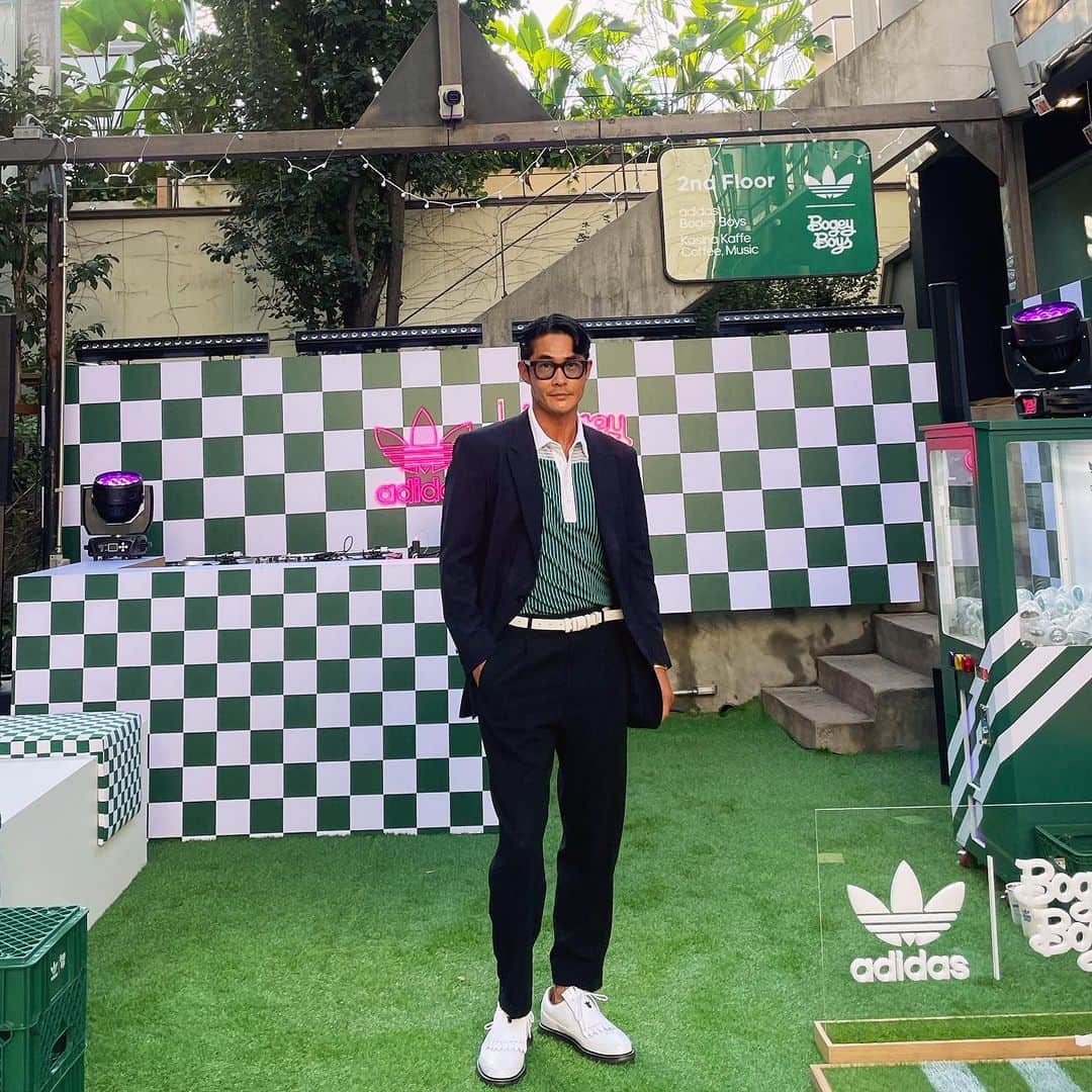 ペ・ジョンナムのインスタグラム：「adidasgolf X bogeyboys pop up store 🥳🏌🏻‍♂️⛳️👏🎉🎊💚💚💚 @adidasgolf @bogeyboys」