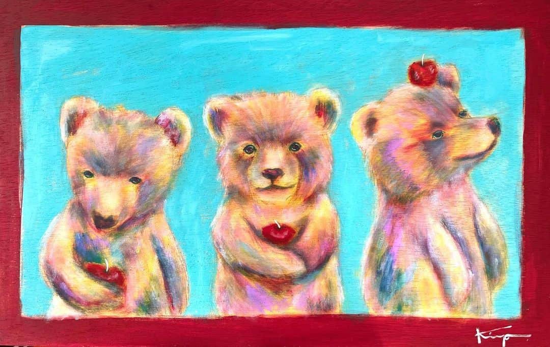 松本妃代のインスタグラム：「🧶🍎🐻」