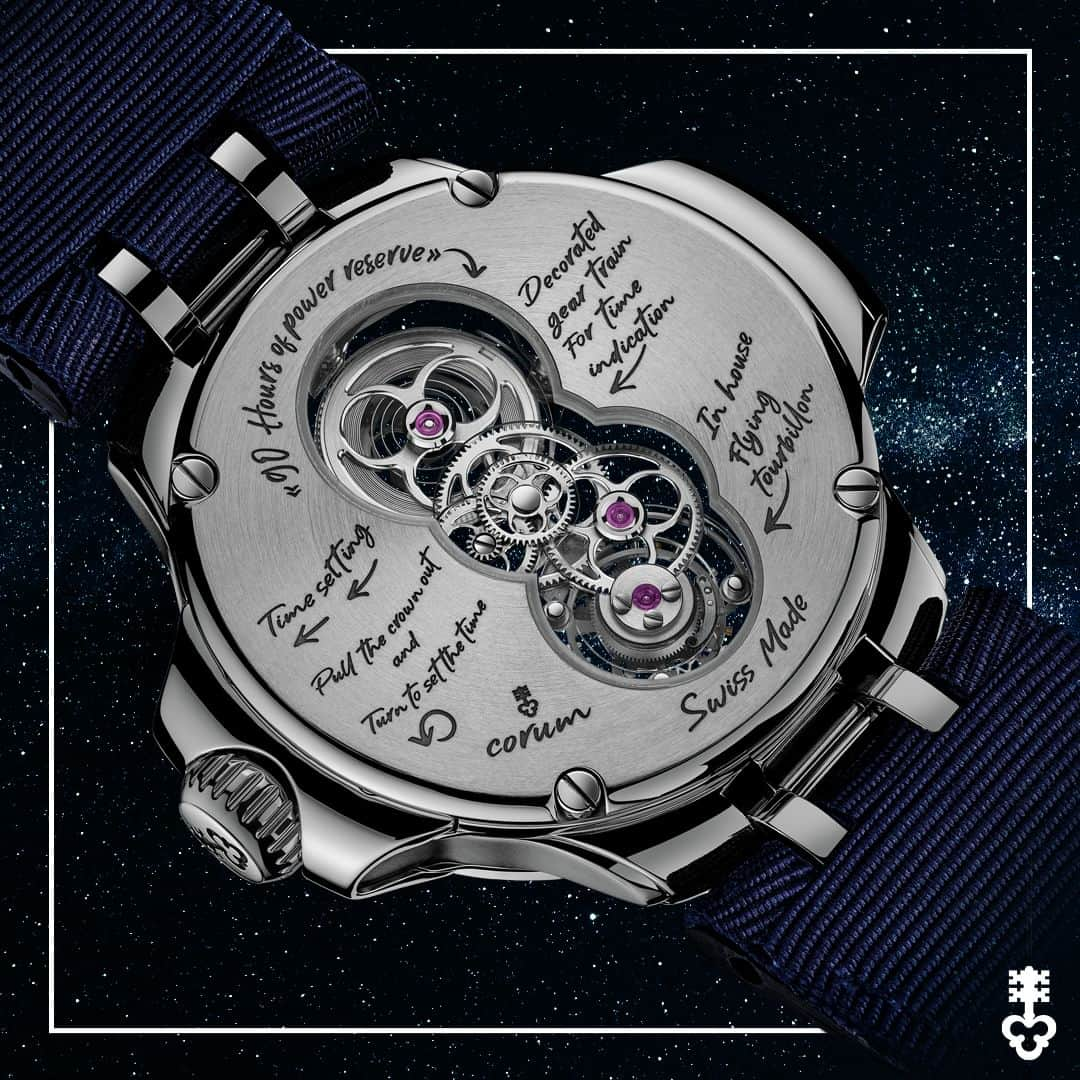 コルムのインスタグラム：「Corum's dedication to exploring beyond the boundaries of design is evident, highlighting the significance of beauty that lies within.   Discover the perfect blend of style and function with the Concept Watch. The watch boasts a distinctive window that displays the tourbillon, mainspring, and gear train, with artistic engravings that effectively describe the main features of the watch's components.  #CorumWatches #CorumConceptWatch #CorumGWD2023 #GenevaWatchDays」