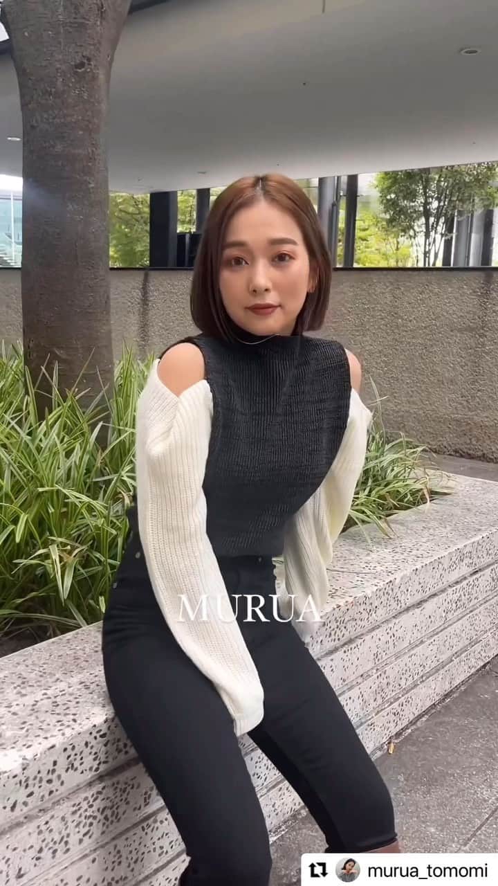 MURUAのインスタグラム：「#Repost @murua_tomomi with @use.repost ・・・ 秋服ってほんまにかわいいのなんで、、、🍂🧶♡ #カットスリーブニット  チラッと肌見せが女の子っぽい👩🏼🫶🏽  今日から店頭販売開始デス📢✨  #Repost @murua_tomomi with @use.repost ・・・ 秋服ってほんまにかわいいのなんで、、、🍂🧶♡ #カットスリーブニット  チラッと肌見せが女の子っぽい👩🏼🫶🏽  今日から店頭販売開始デス📢✨ #murua #murua_snap #ootd #ootdfashion #coordinate #fashion #murua2023aw」