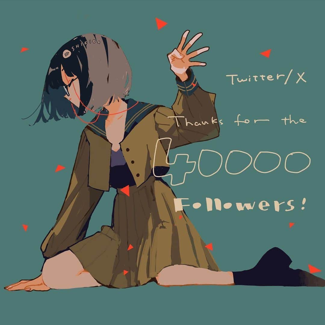 色田のインスタグラム：「Twitter / X フォロワーさん4万人突破しました！ありがとうございます！の絵です🥳  #illustration #art #イラスト #イラストレーター #イラストレーション #いらすとぐらむ」