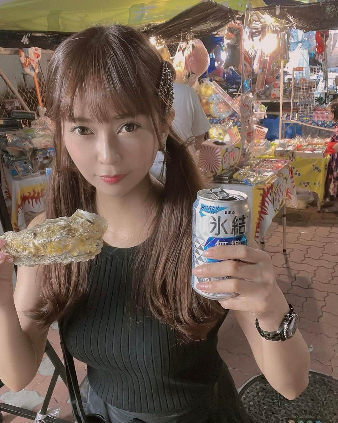 青山愛菜さんのインスタグラム写真 - (青山愛菜Instagram)「🏮🦪🪅🍺#夏祭り」8月31日 19時12分 - ainamnsl