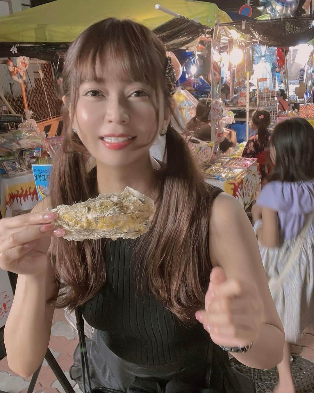 青山愛菜のインスタグラム：「🏮🦪🪅🍺#夏祭り」