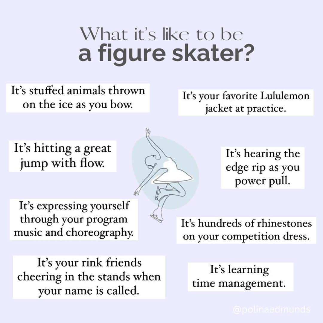 ポリーナ・エドモンズのインスタグラム：「Yep… I’ve felt all of these but some hit harder than others😵‍💫  Anyone relate? 🫶  #figureskating #figureskater #iceskating」