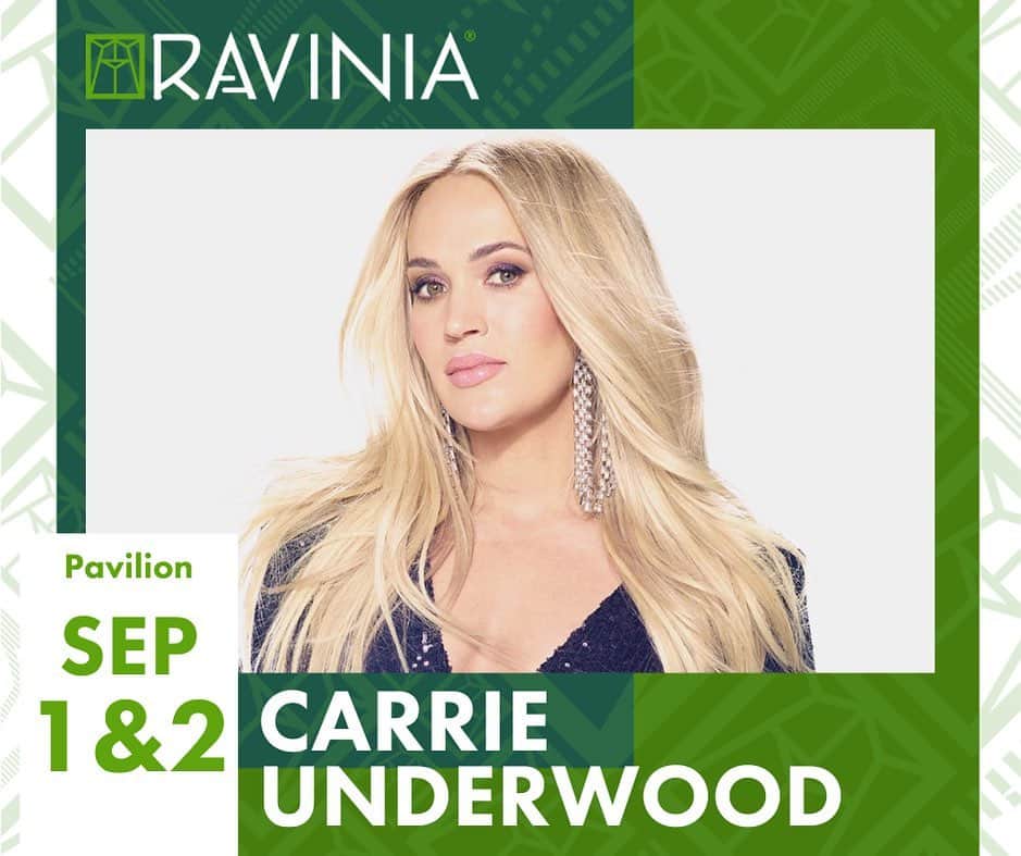 キャリー・アンダーウッドのインスタグラム：「Coming up this weekend…2 nights @raviniafestival ! Will I see you there? #summerconcert #ravinia」