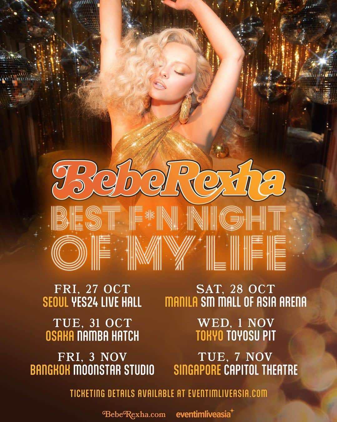 Bebe Rexhaのインスタグラム：「Asia rexhars! link in bio for info 💖 let's have the best f*n night of our lives!!!」