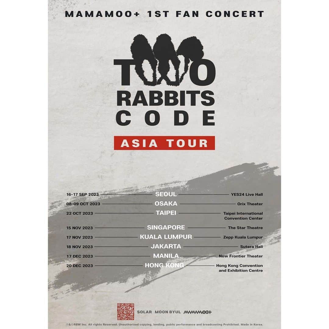 Mamamooのインスタグラム：「. [#마마무+]  [MAMAMOO+ 1ST FAN CONCERT  [TWO RABBITS CODE] - ASIA TOUR] SCHEDULER   #마마무플러스 #MAMAMOOplus  #TWO_RABBITS_CODE」
