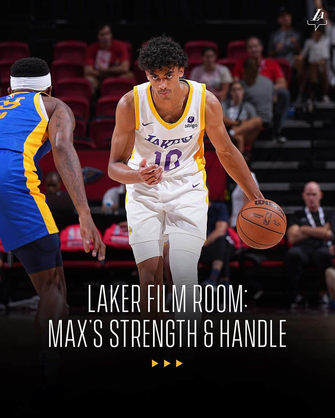 Los Angeles Lakersさんのインスタグラム写真 - (Los Angeles LakersInstagram)「Staying on the line -- breaking down @mchristiejr’s strength & handle.  Laker Film Room: Max Christie Levels Up」9月1日 1時05分 - lakers