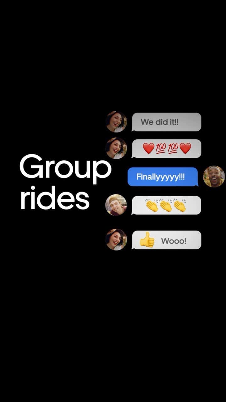 Uberのインスタグラム：「Introducing group rides—the easy way to ride together with friends.  🚙🚙🚙🚙🚙🚙🚙🚙🚙🚙  How to start a group ride:   1. Tap ‘Where to?’ and click on the + button. 2. Select ‘Start a group ride’ and enter your destination. 3. Invite up to 3 friends by text. They’ll add their pickup/drop-off location and join your ride.」