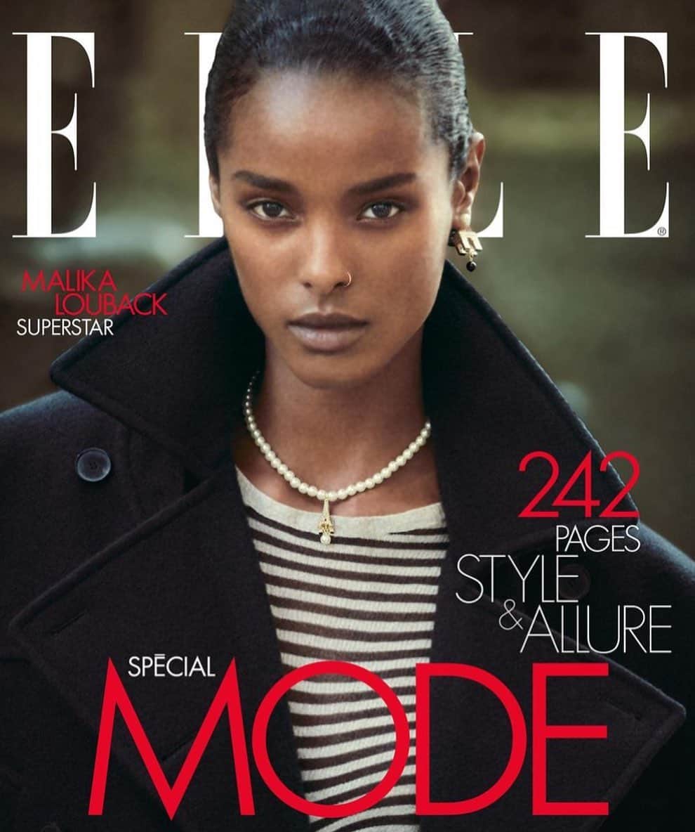 IMG Modelsのインスタグラム：「Superstar Mode. 💫 #MalikaLouback (@malikalouback) covers @ellefr. 📷 @chriscolls 👗 @sagliogeraldine ✂️ @odilegilbert_official 💄 @wendyrowe #IMGmodels」